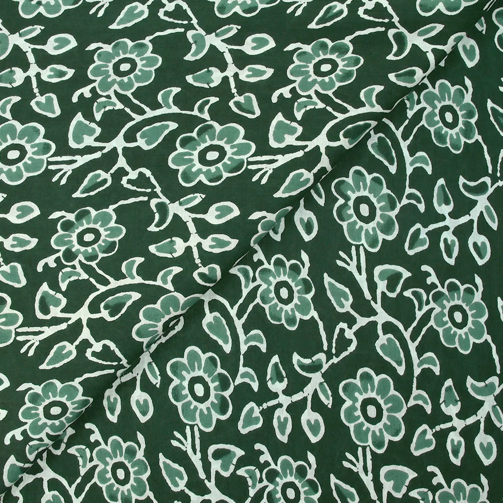 Coton batik imprimé Agra fond vert foncé - Image 4