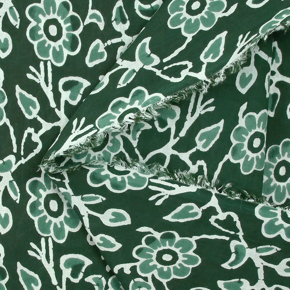 Coton batik imprimé Agra fond vert foncé - Image 5