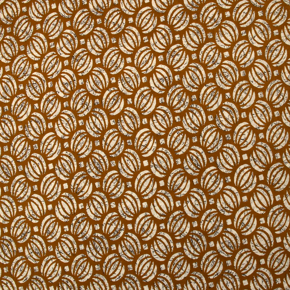 Coton batik imprimé Ghaziabad fond camel