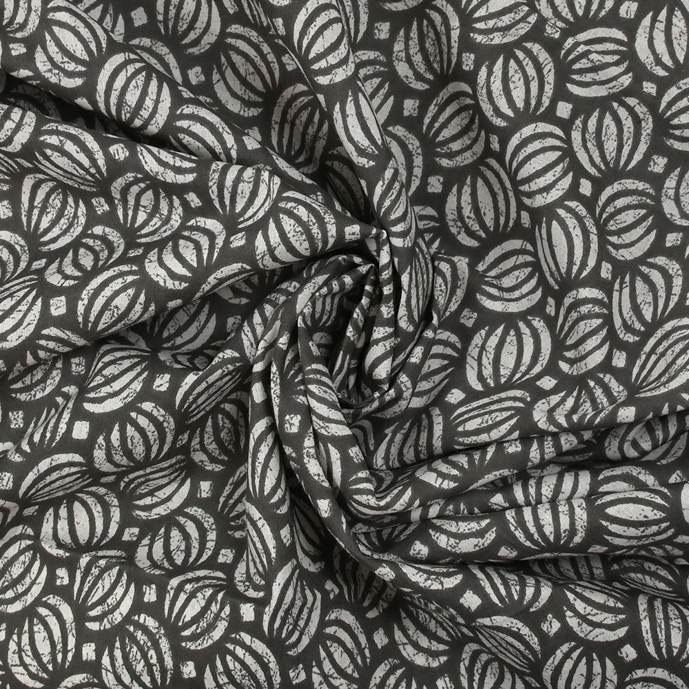 Coton batik imprimé Ghaziabad fond gris - Image 2
