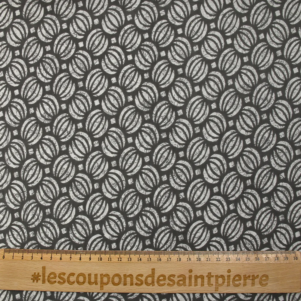 Coton batik imprimé Ghaziabad fond gris - Image 3