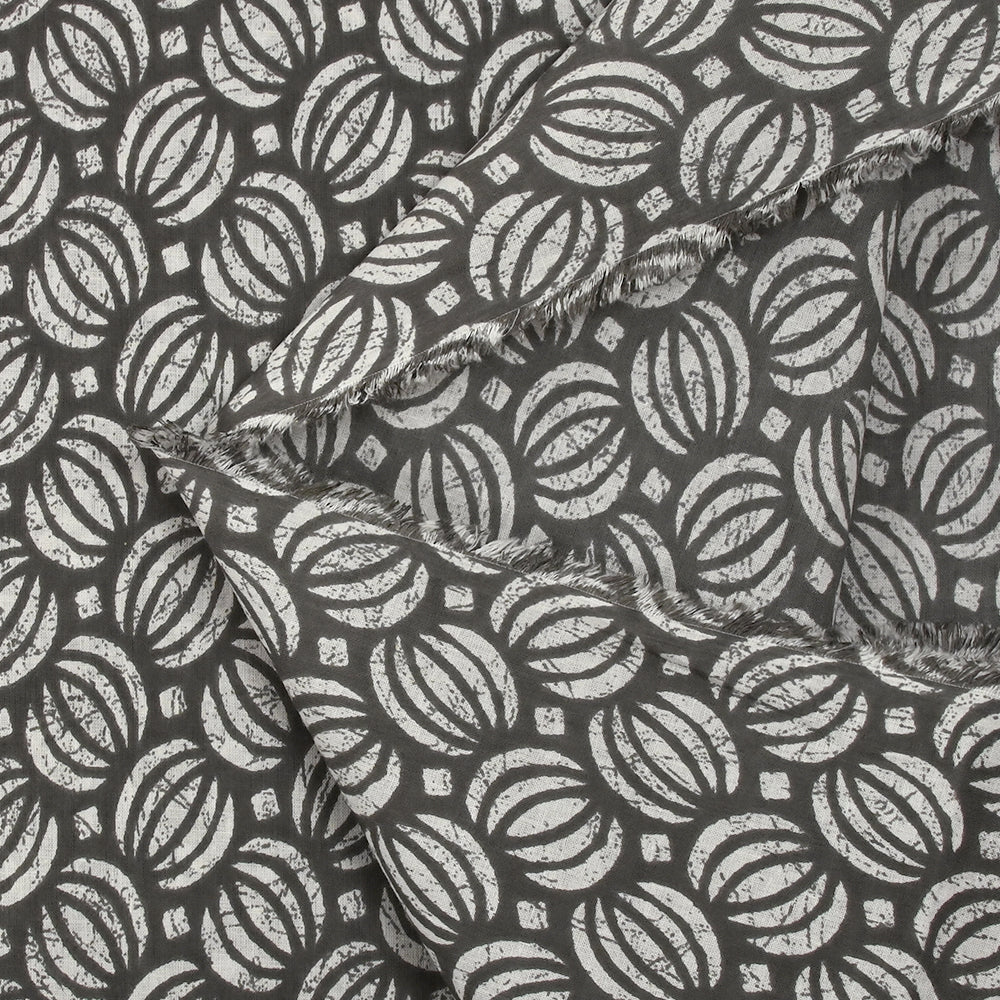 Coton batik imprimé Ghaziabad fond gris - Image 5