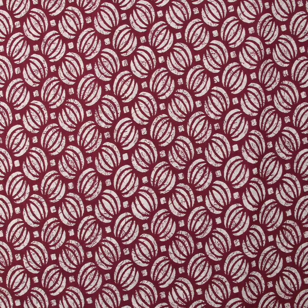 Coton batik imprimé Ghaziabad fond lie de vin