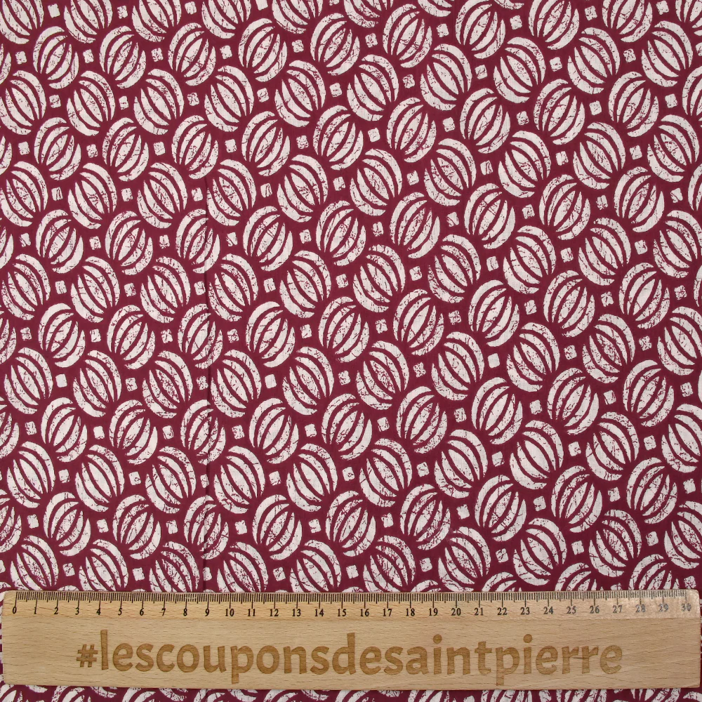 Coton batik imprimé Ghaziabad fond lie de vin - Image 3