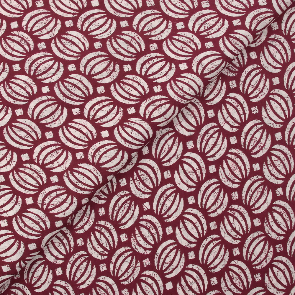 Coton batik imprimé Ghaziabad fond lie de vin - Image 4