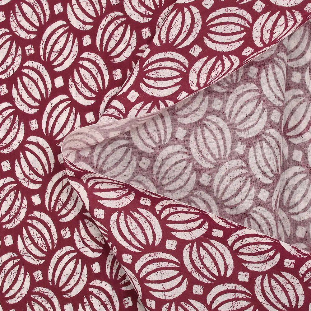 Coton batik imprimé Ghaziabad fond lie de vin - Image 5