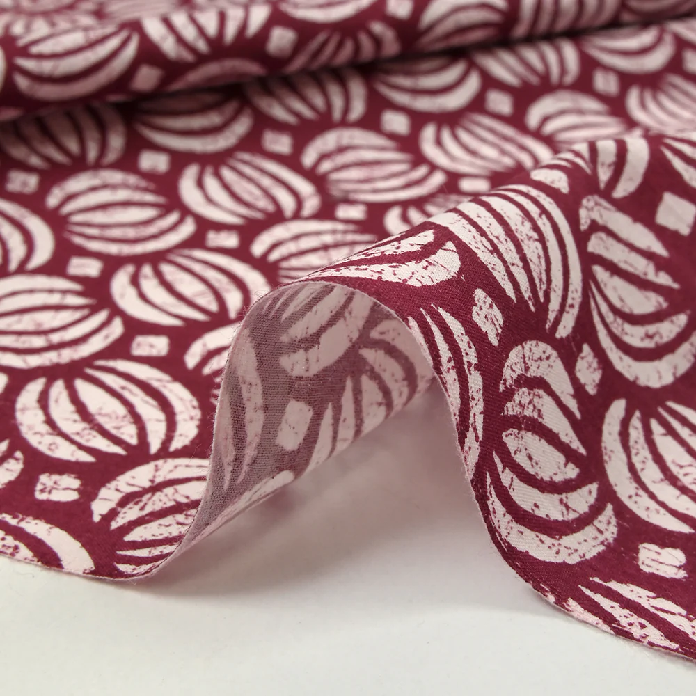 Coton batik imprimé Ghaziabad fond lie de vin - Image 6