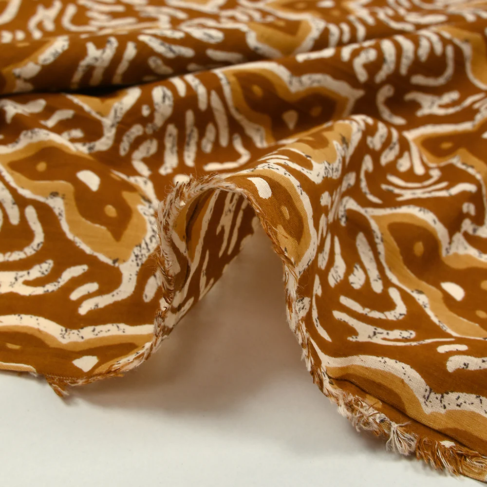 Coton batik imprimé Jodhpur fond camel - Image 6