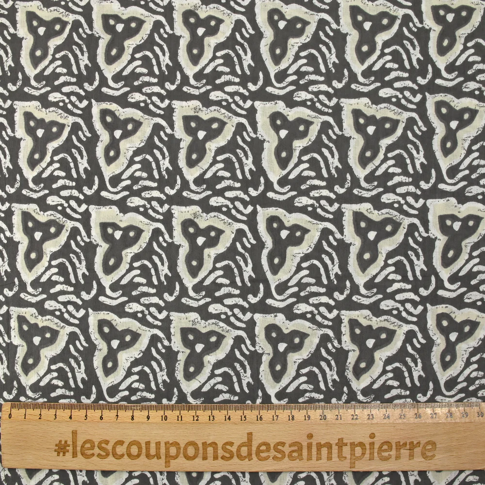 Coton batik imprimé Jodhpur fond gris - Image 3