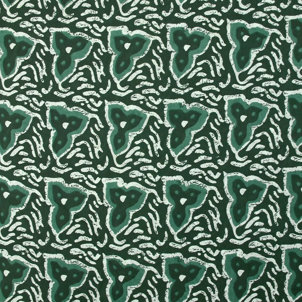 Coton batik imprimé Jodhpur fond vert foncé
