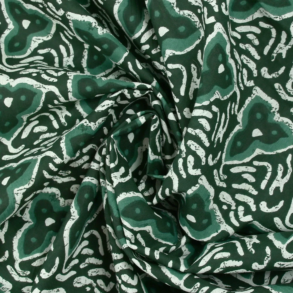 Coton batik imprimé Jodhpur fond vert foncé - Image 2