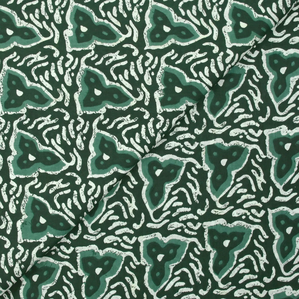 Coton batik imprimé Jodhpur fond vert foncé - Image 4