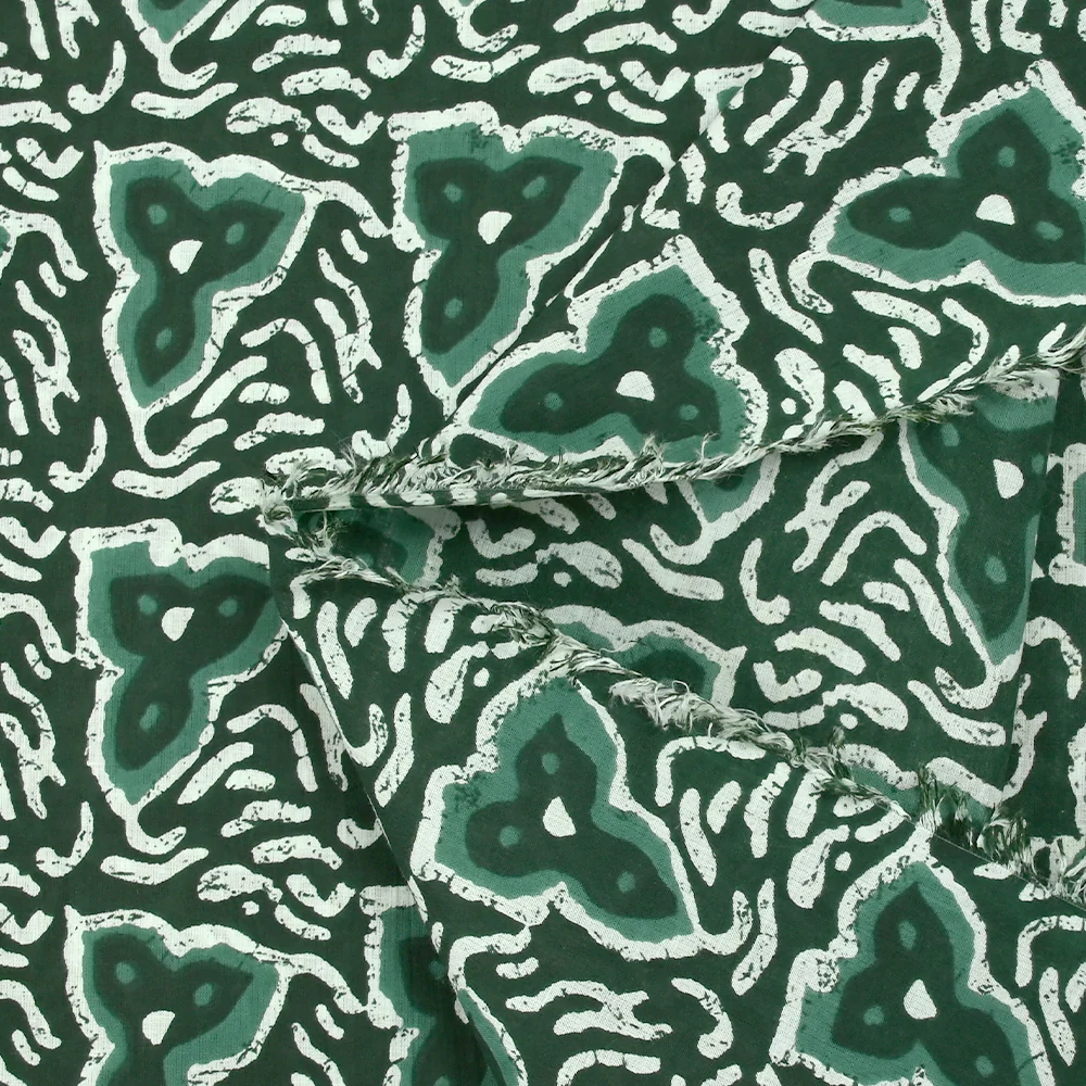 Coton batik imprimé Jodhpur fond vert foncé - Image 5