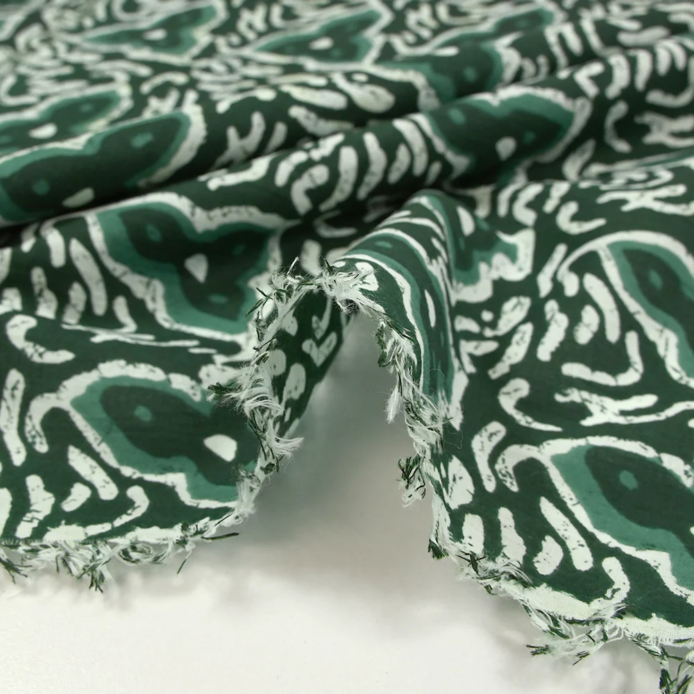Coton batik imprimé Jodhpur fond vert foncé - Image 6