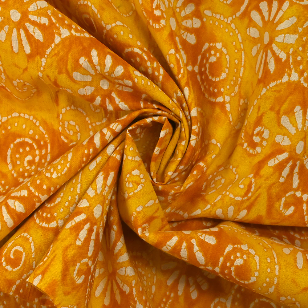 Coton batik imprimé Udaipur fond jaune - Image 2