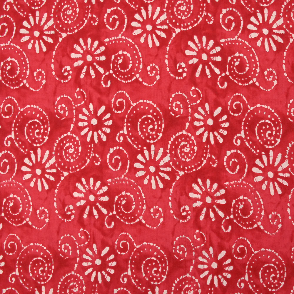 Coton batik imprimé Udaipur fond rouge