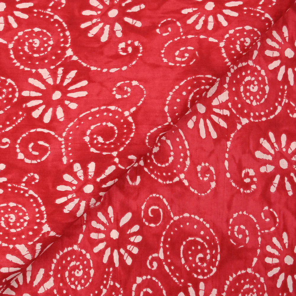 Coton batik imprimé Udaipur fond rouge - Image 4
