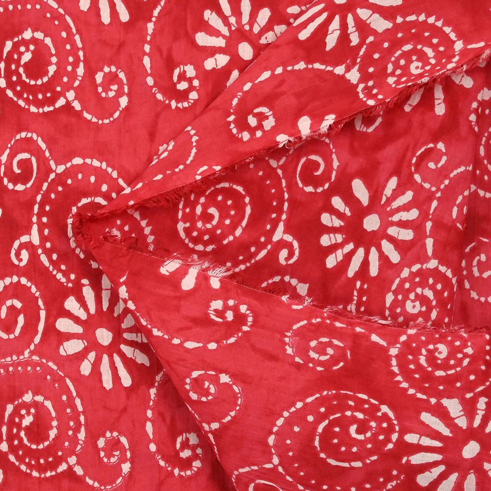 Coton batik imprimé Udaipur fond rouge - Image 5