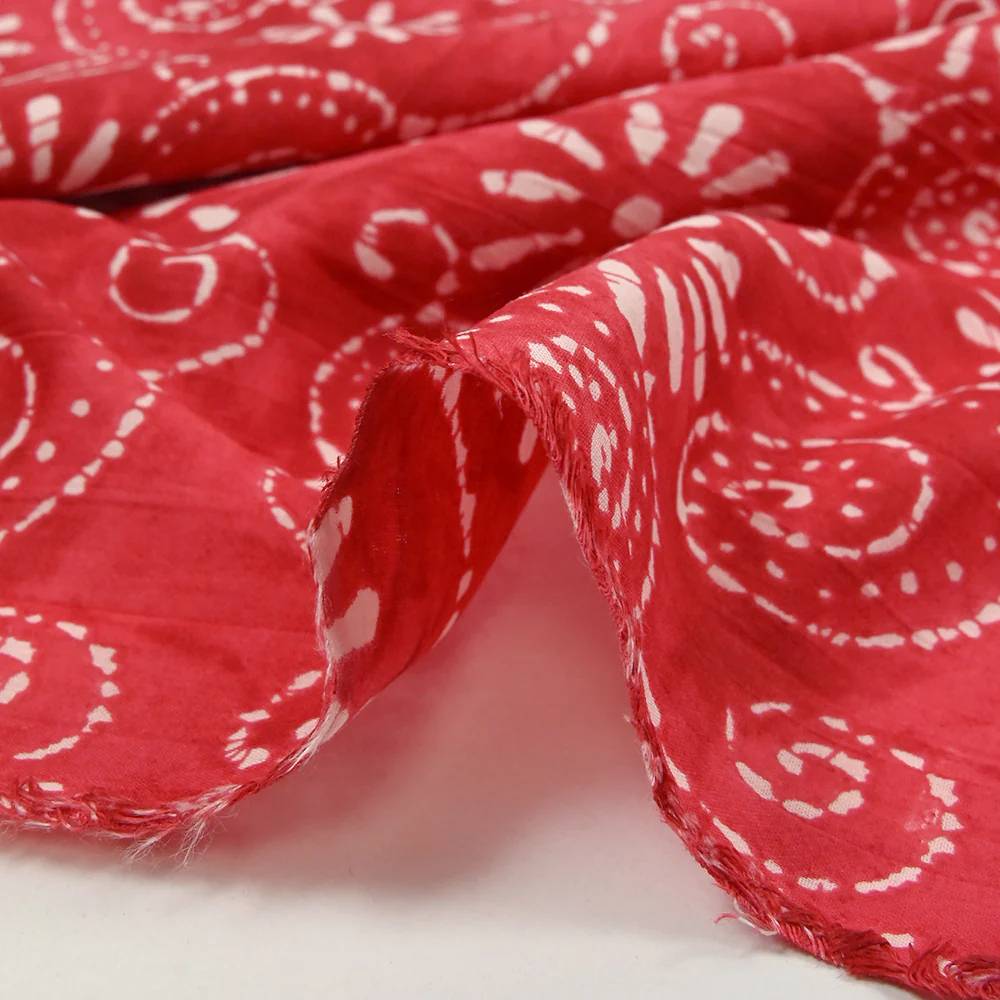 Coton batik imprimé Udaipur fond rouge - Image 6