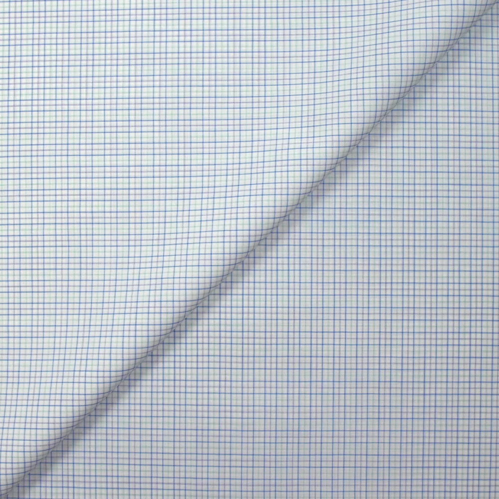 Coton chemise tissé-teint Mathias fond blanc