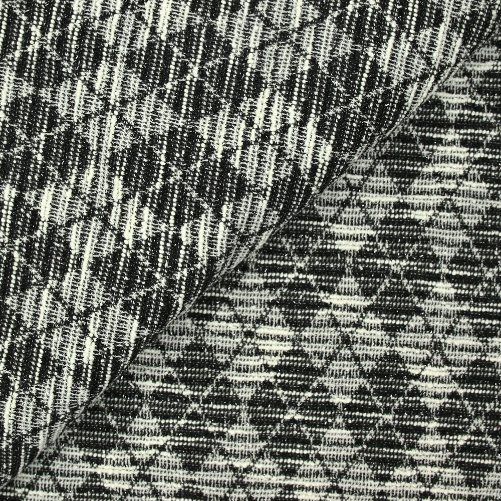 Coton et viscose fantaisie Anys losange noir et blanc