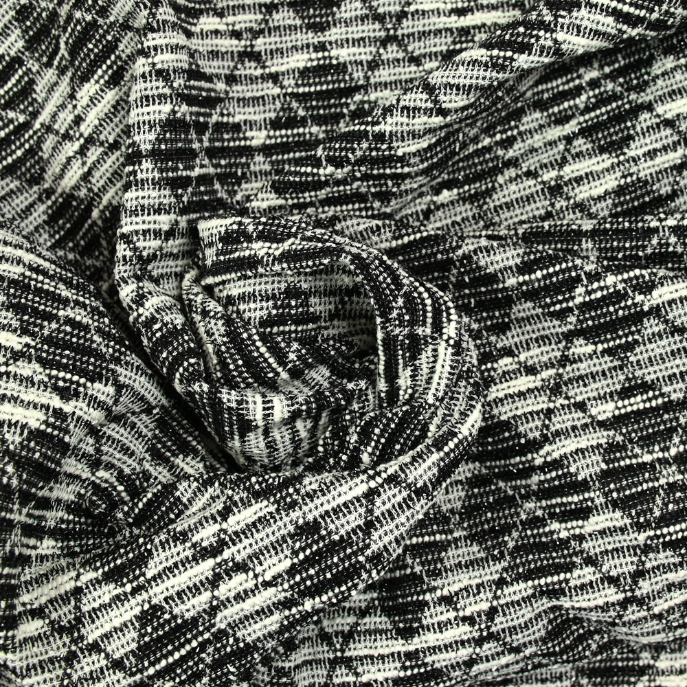 Coton et viscose fantaisie Anys losange noir et blanc - Image 2