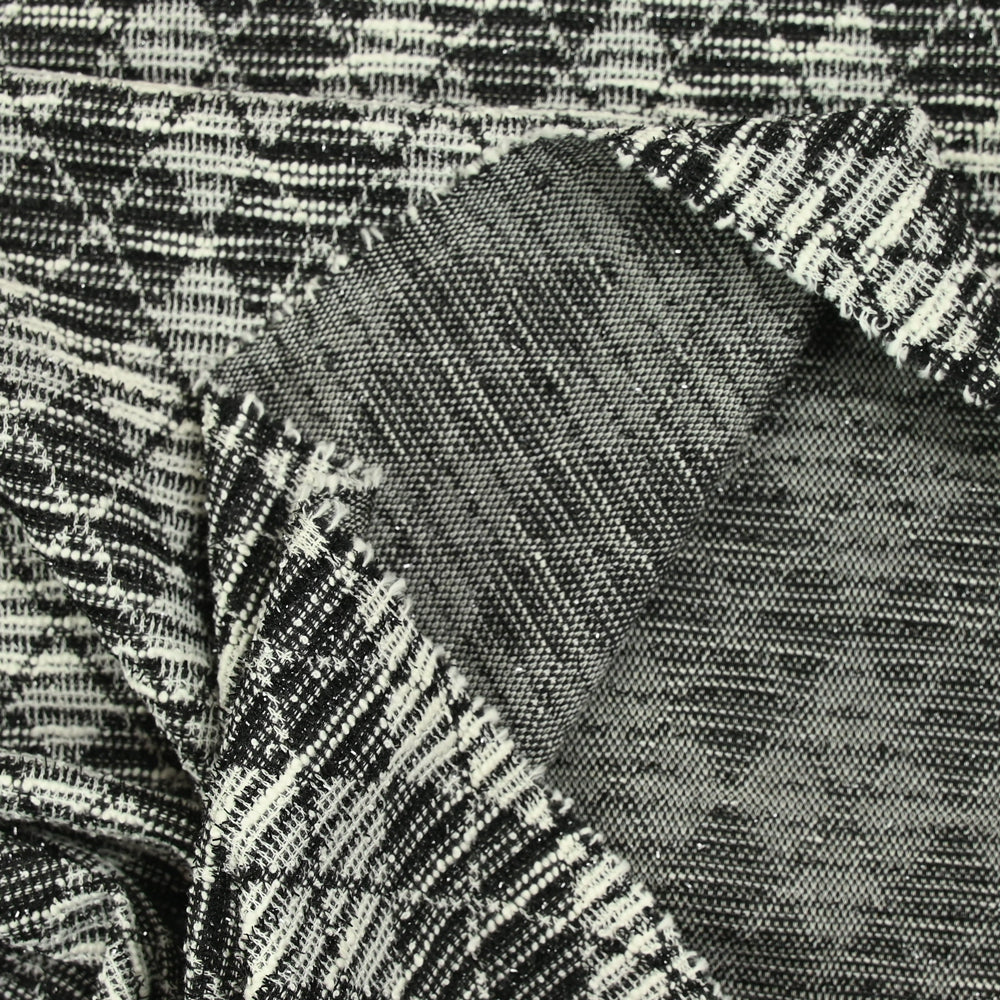 Coton et viscose fantaisie Anys losange noir et blanc - Image 3