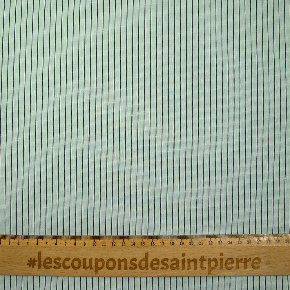 Coton fantaisie rayé vert d'eau et bleu nuit - Image 3
