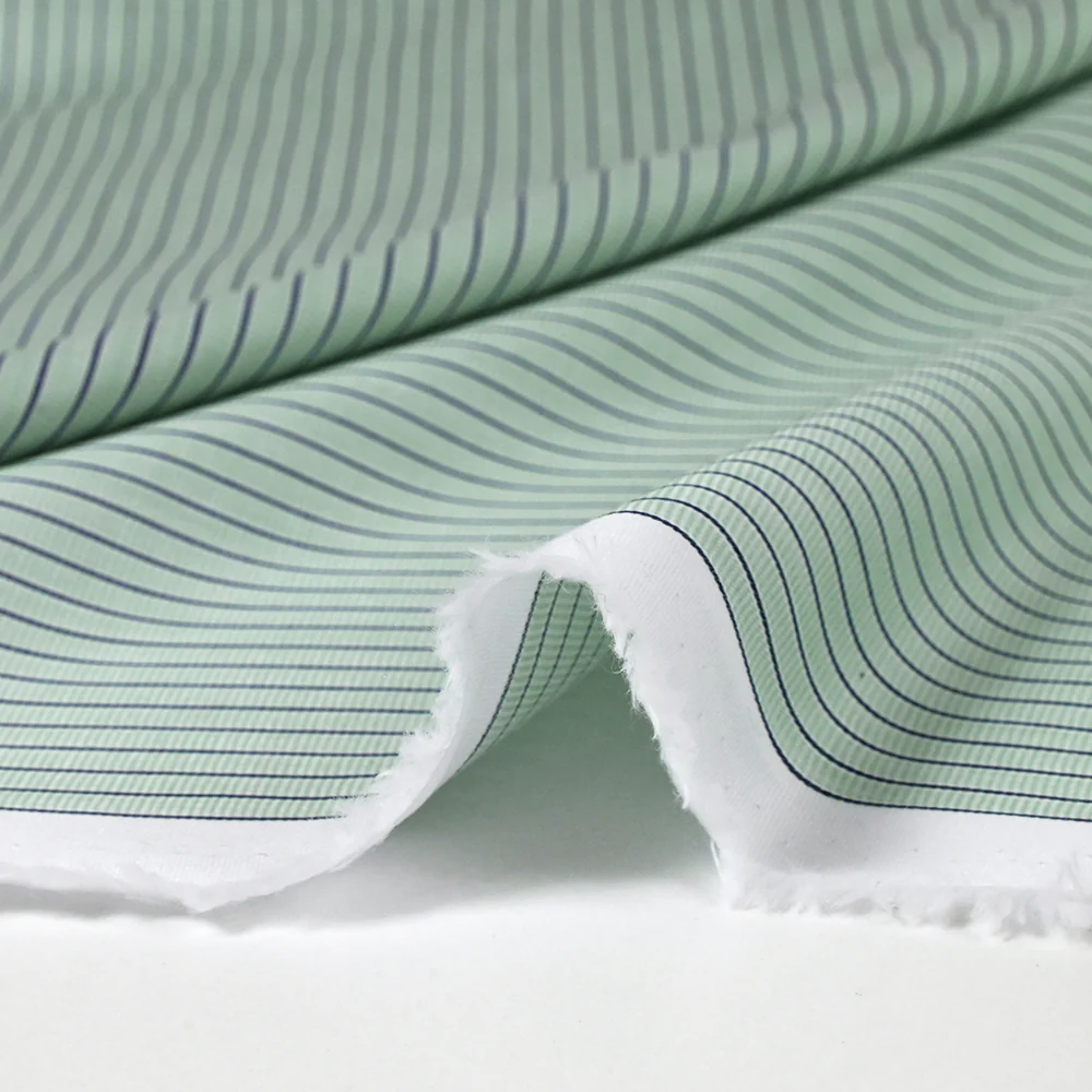 Coton fantaisie rayé vert d'eau et bleu nuit - Image 6
