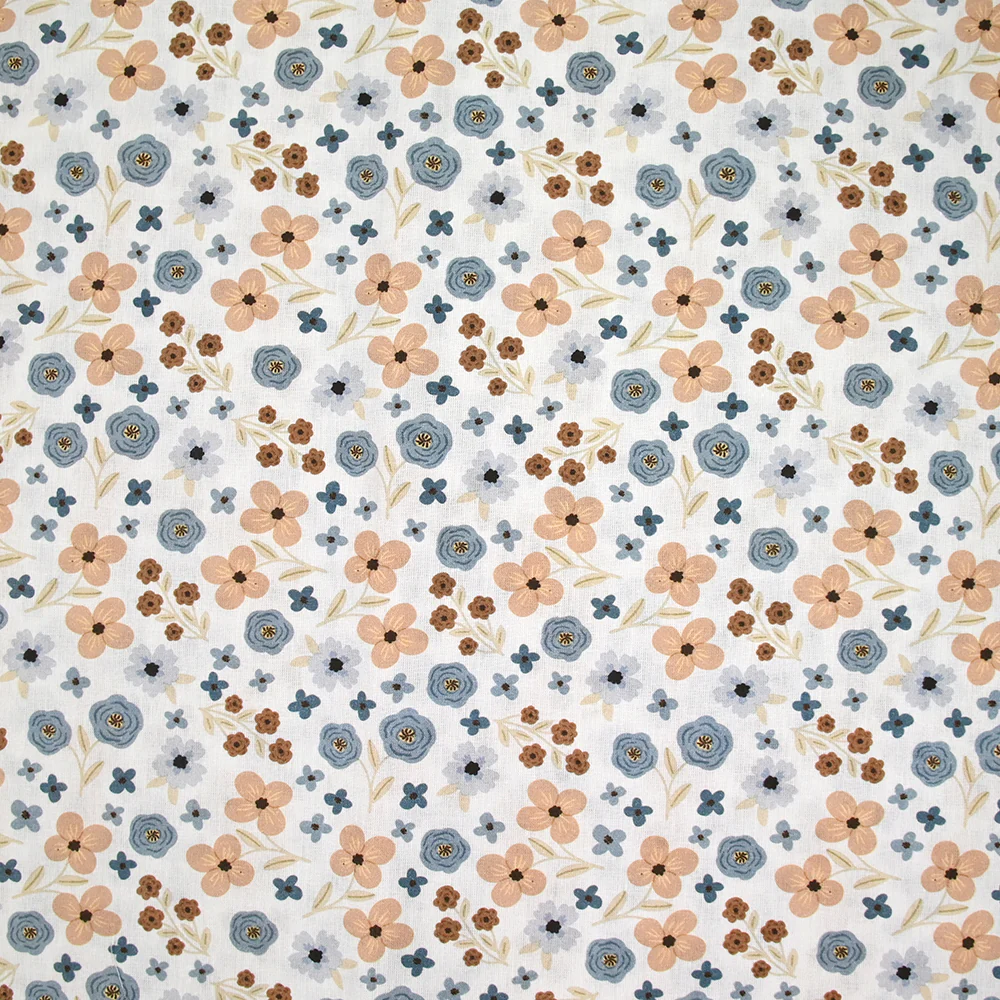 Coton imprimé amour passion marron et bleu