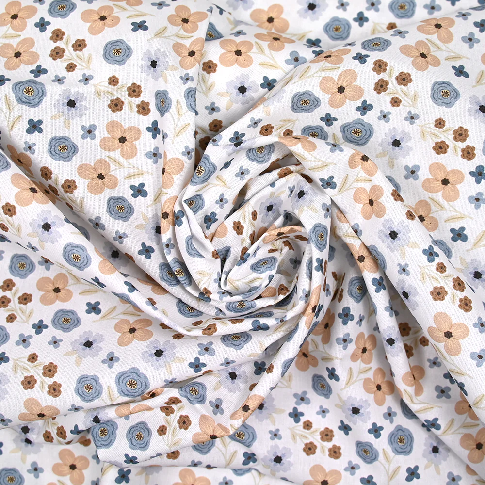 Coton imprimé amour passion marron et bleu - Image 2