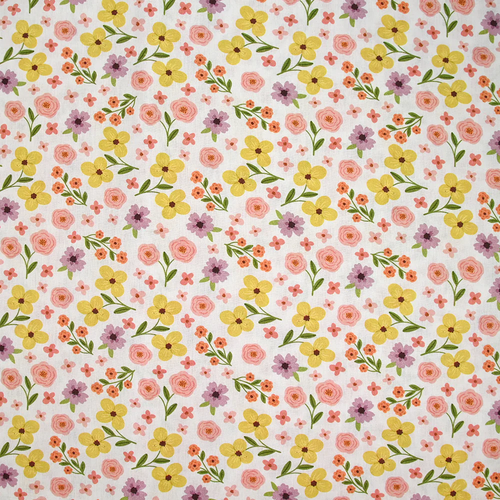 Coton imprimé amour passion rose et moutarde
