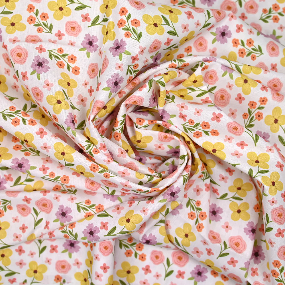 Coton imprimé amour passion rose et moutarde - Image 2