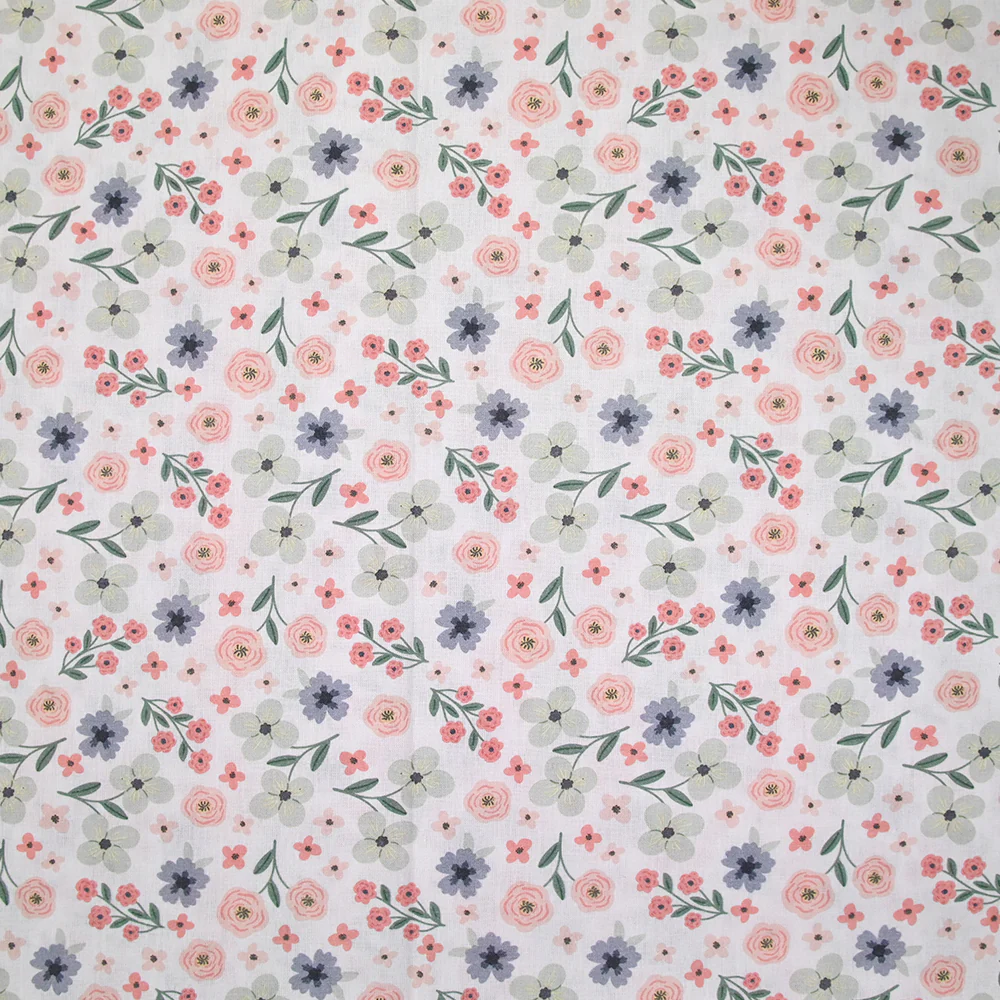 Coton imprimé amour passion rose et vert d'eau