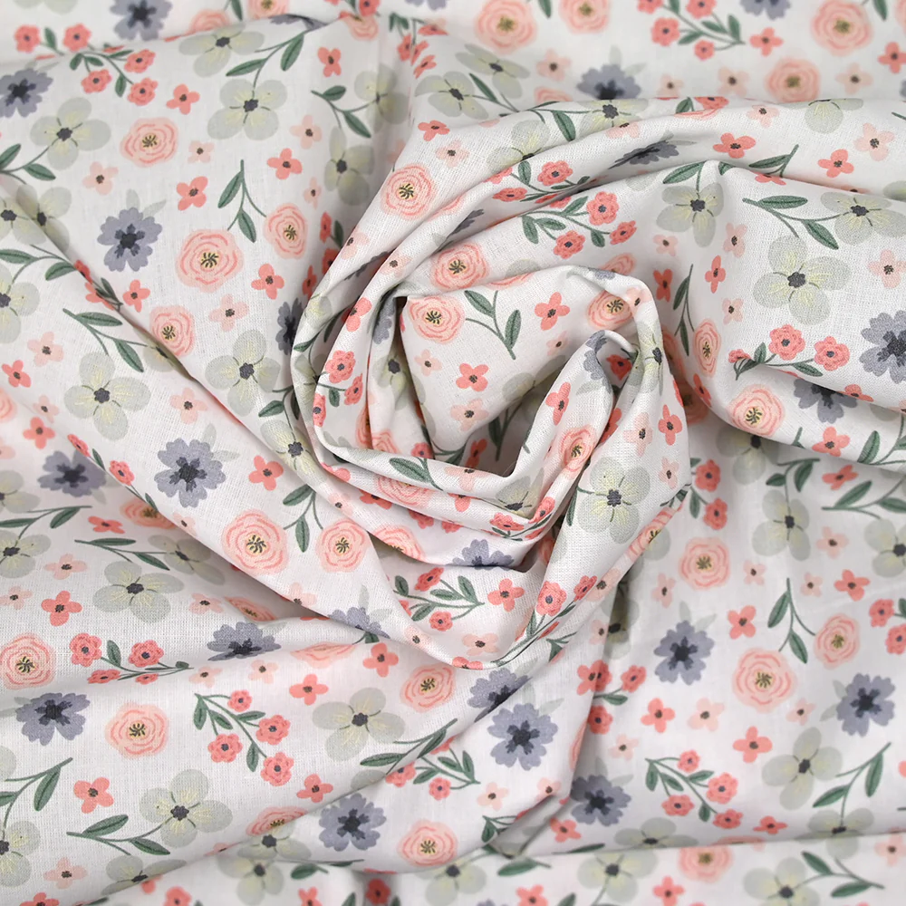 Coton imprimé amour passion rose et vert d'eau - Image 2