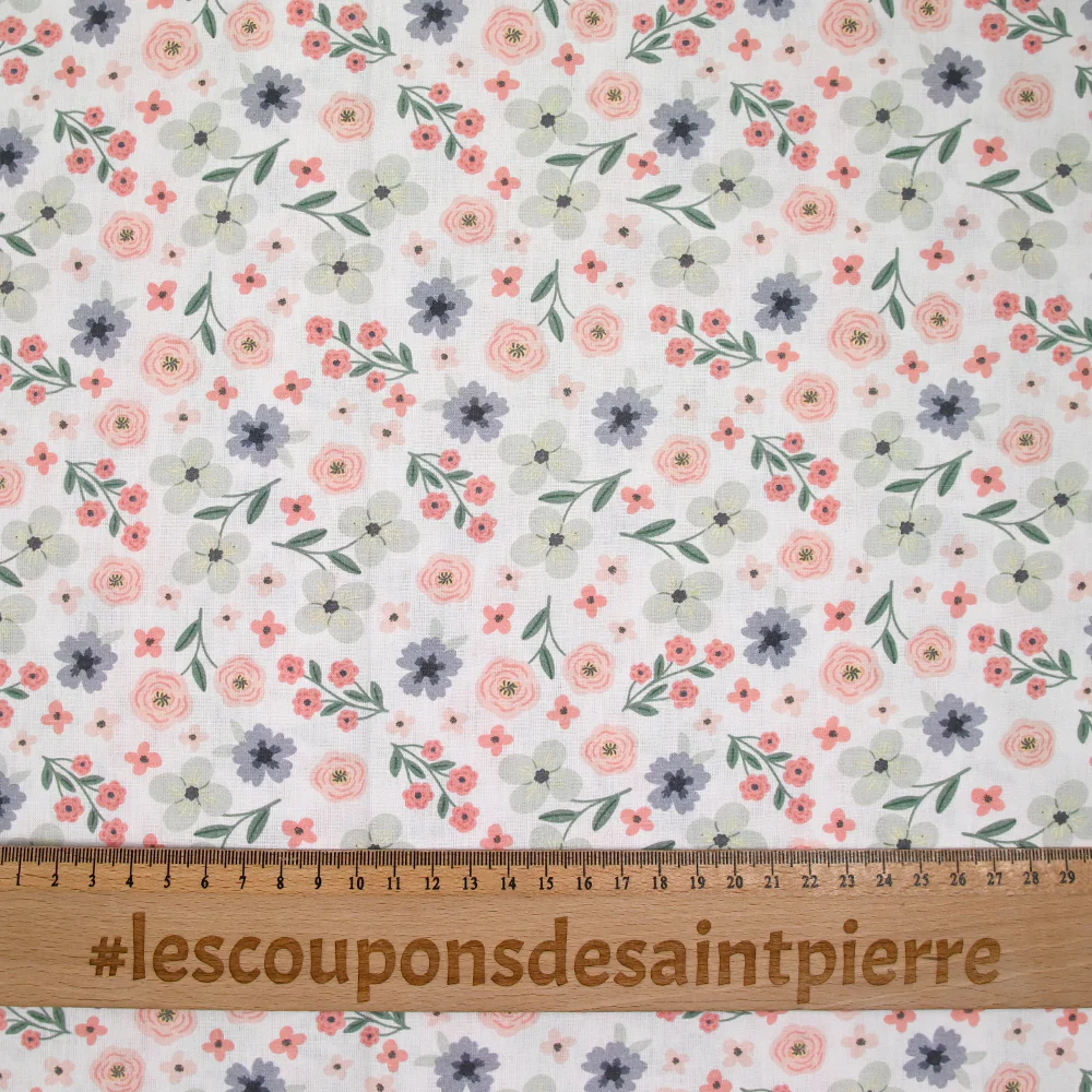 Coton imprimé amour passion rose et vert d'eau - Image 3