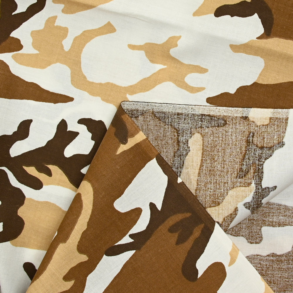 Coton imprimé camouflage marron et blanc - Image 4