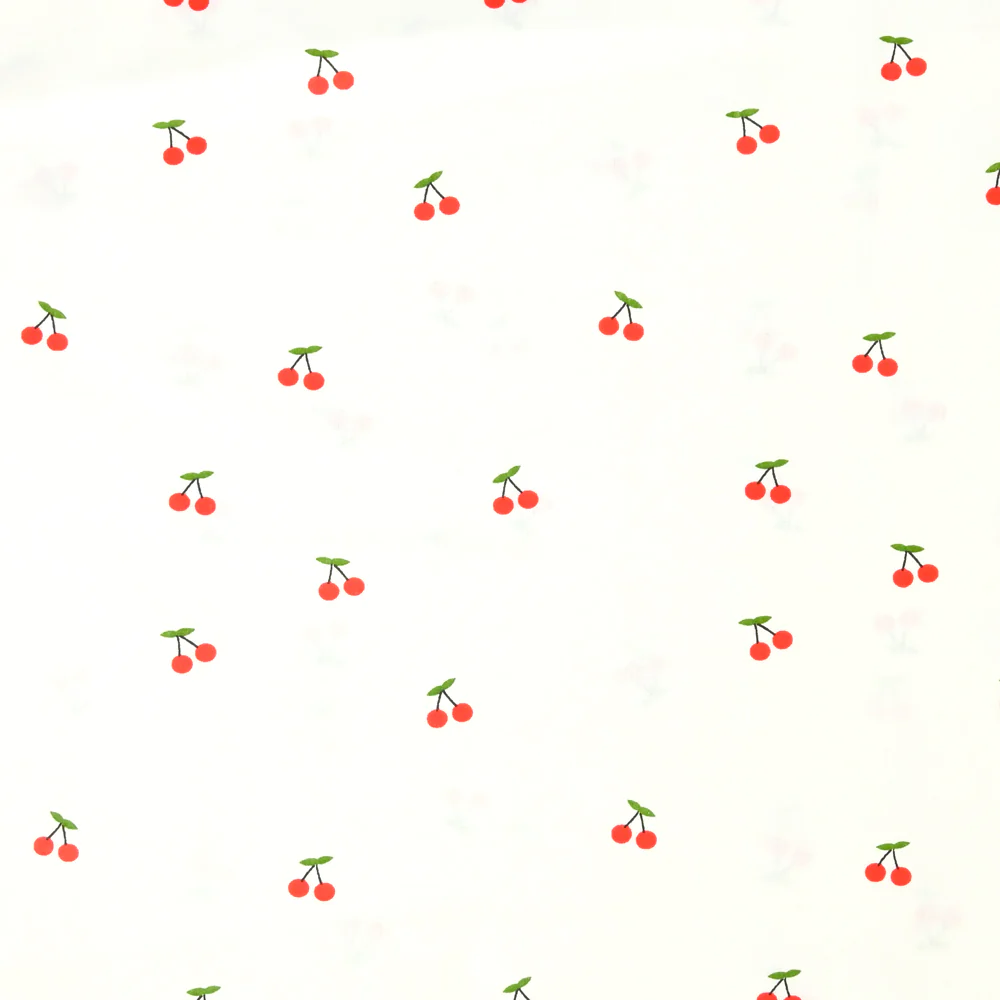 Coton imprimé cerise fond blanc