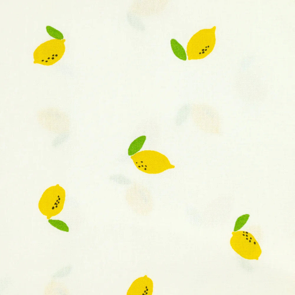 Coton imprimé citron jaune fond blanc - Image 4