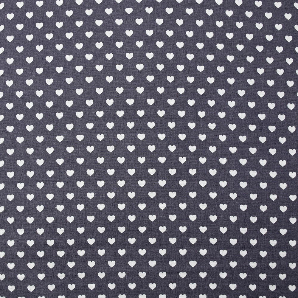 Coton imprimé coeur 5mm gris moyen