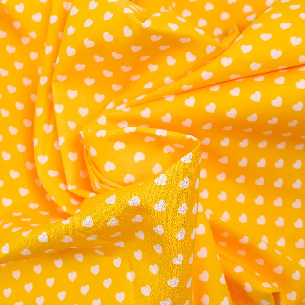 Coton imprimé coeur 5mm jaune - Image 2