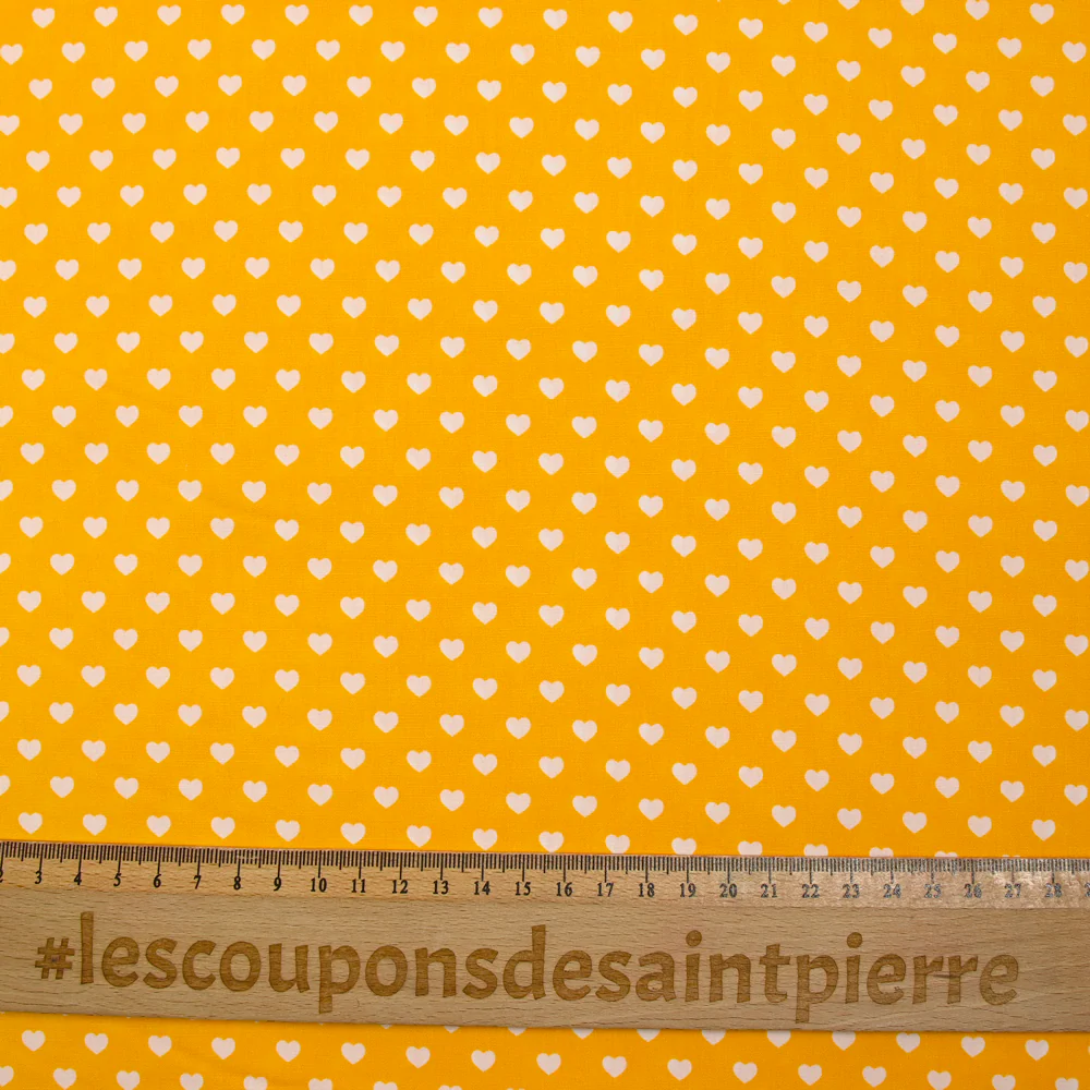 Coton imprimé coeur 5mm jaune - Image 3