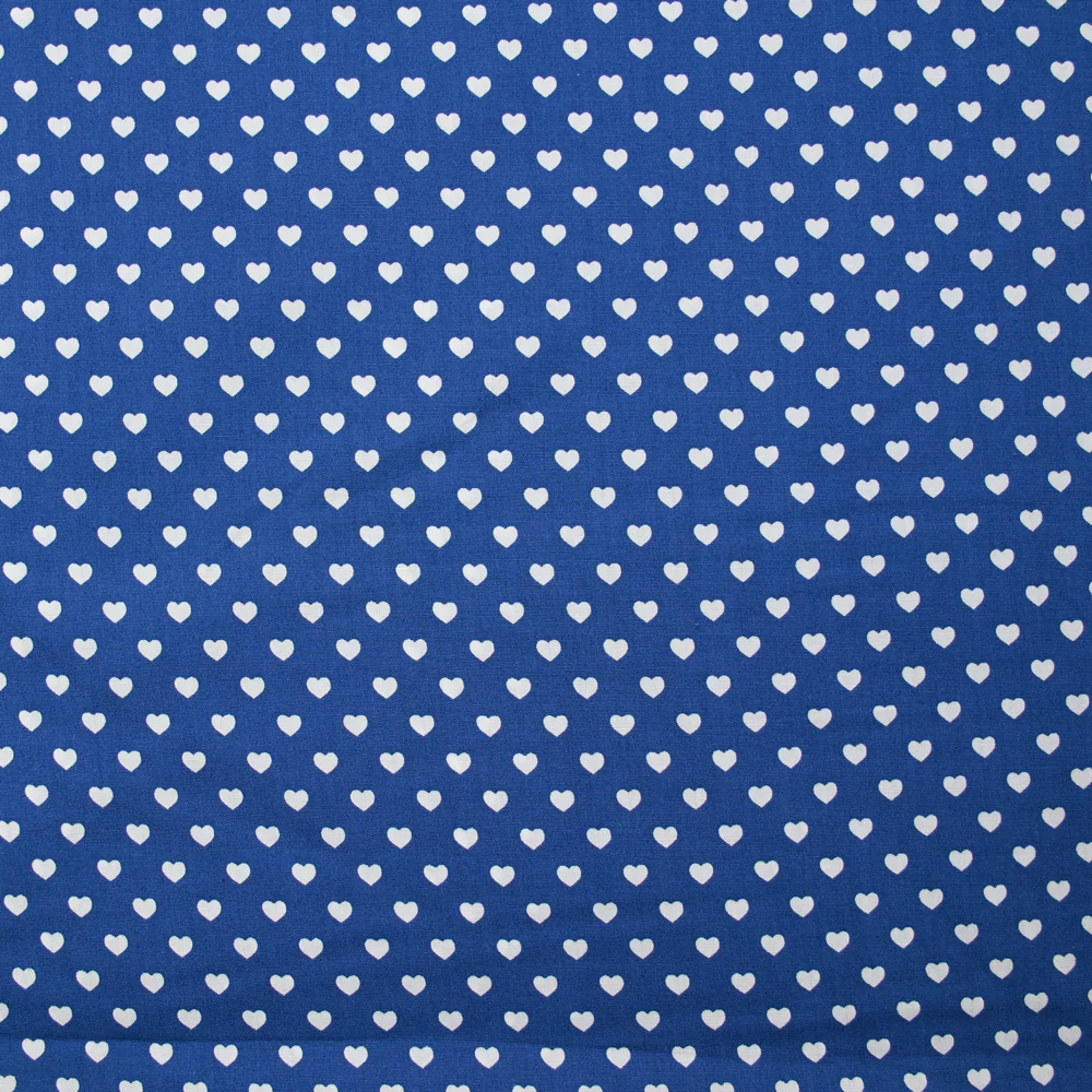 Coton imprimé coeur 5mm marine