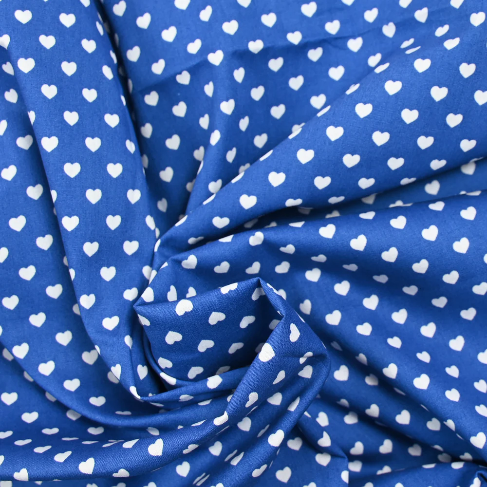 Coton imprimé coeur 5mm marine - Image 2