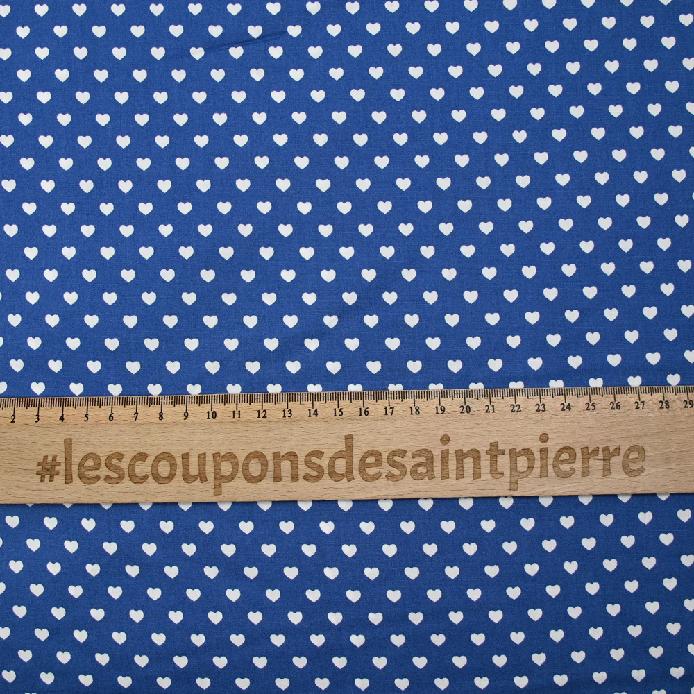 Coton imprimé coeur 5mm marine - Image 3