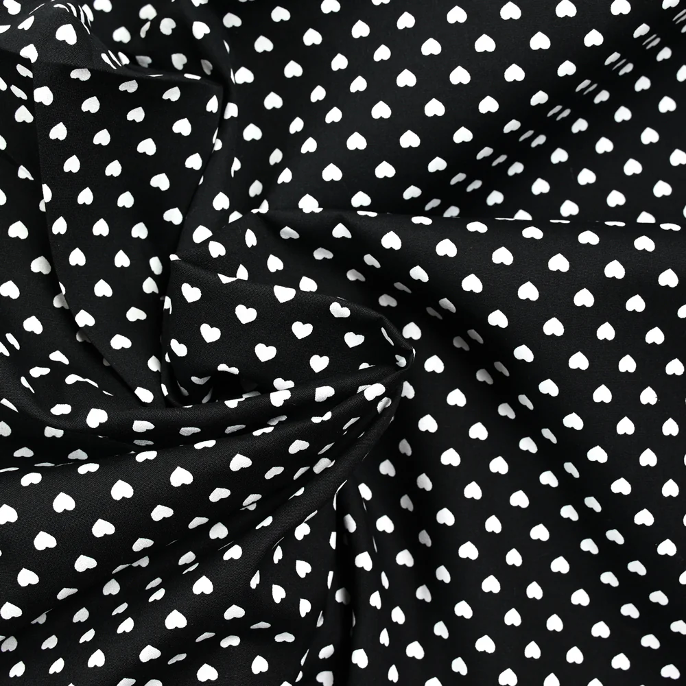 Coton imprimé coeur 5mm noir - Image 2