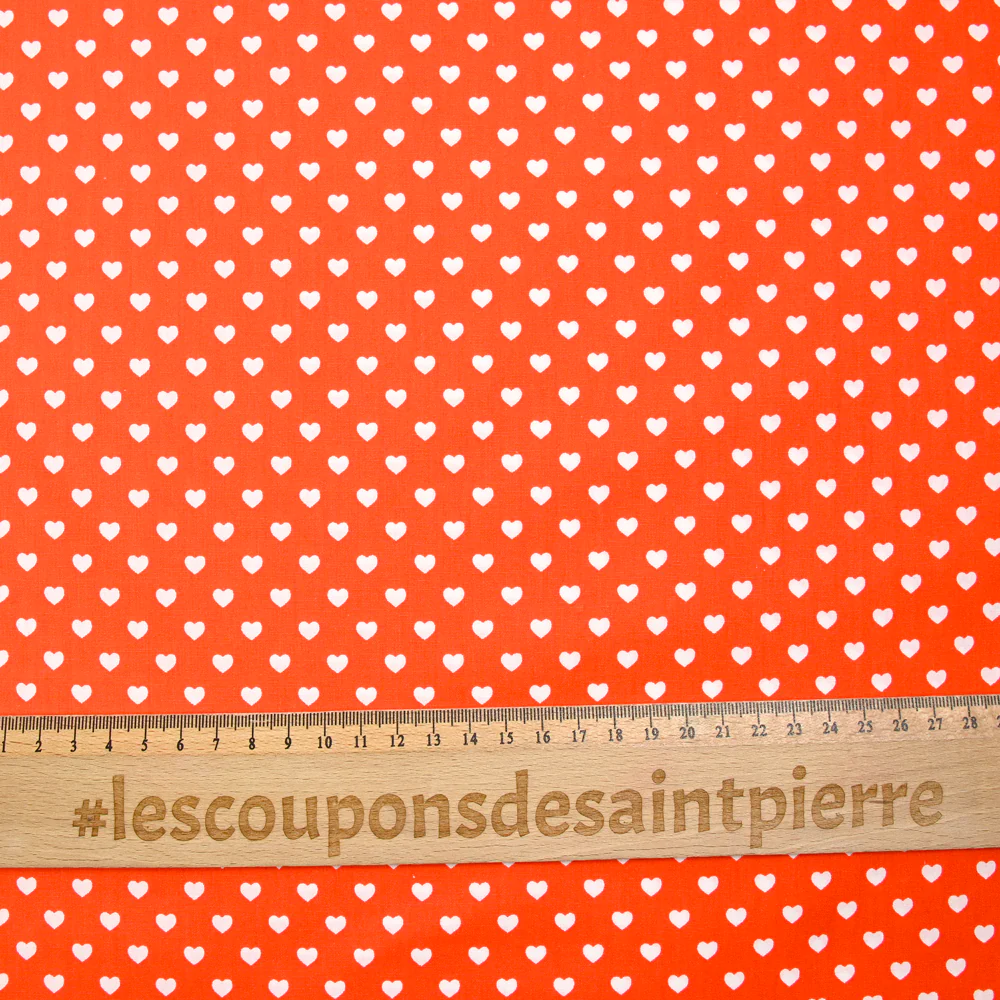 Coton imprimé coeur 5mm orange - Image 4