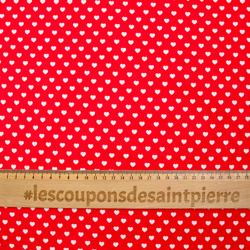Coton imprimé coeur 5mm rouge - Image 3
