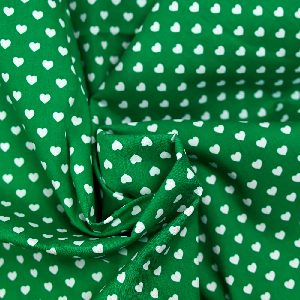 Coton imprimé coeur 5mm vert - Image 2