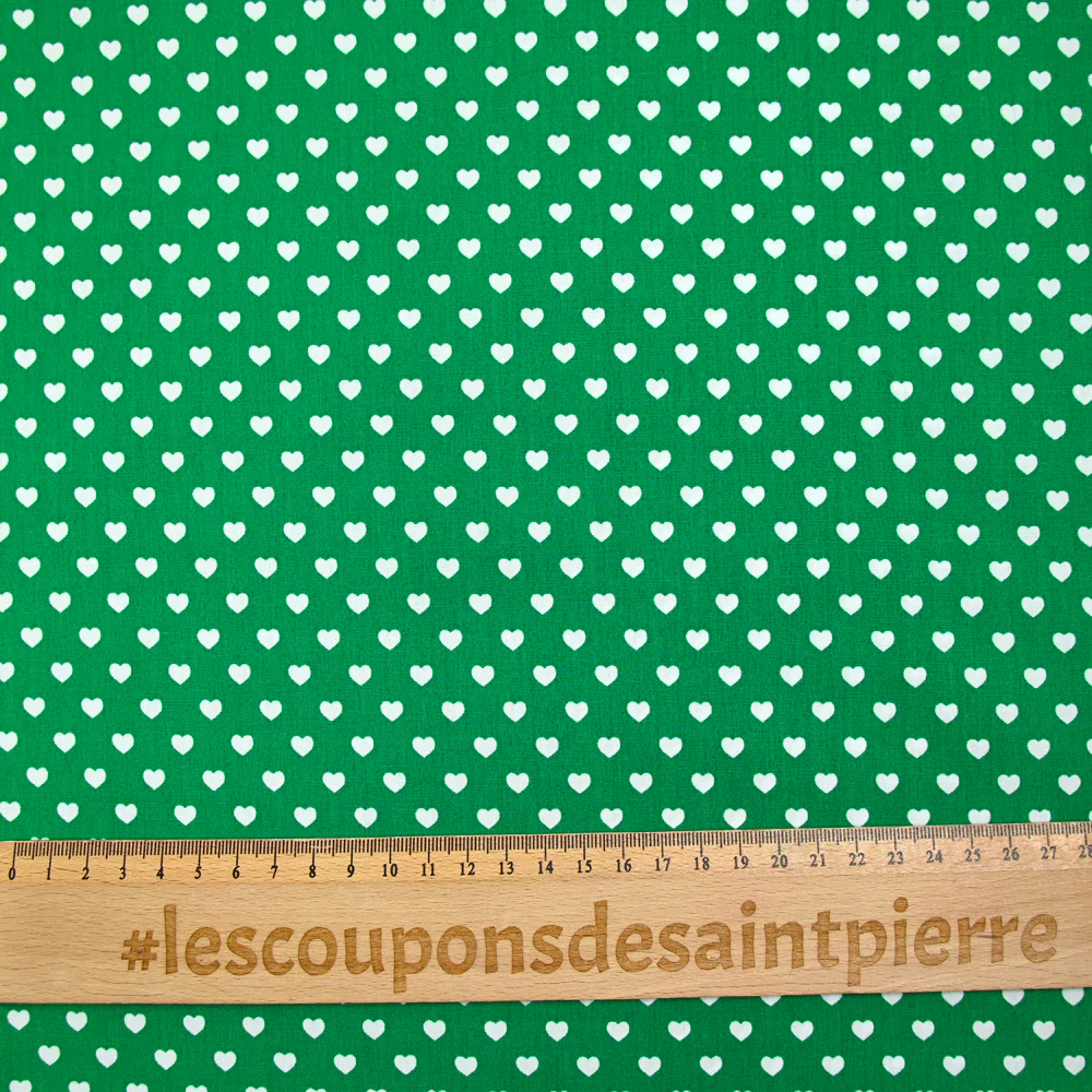 Coton imprimé coeur 5mm vert - Image 3